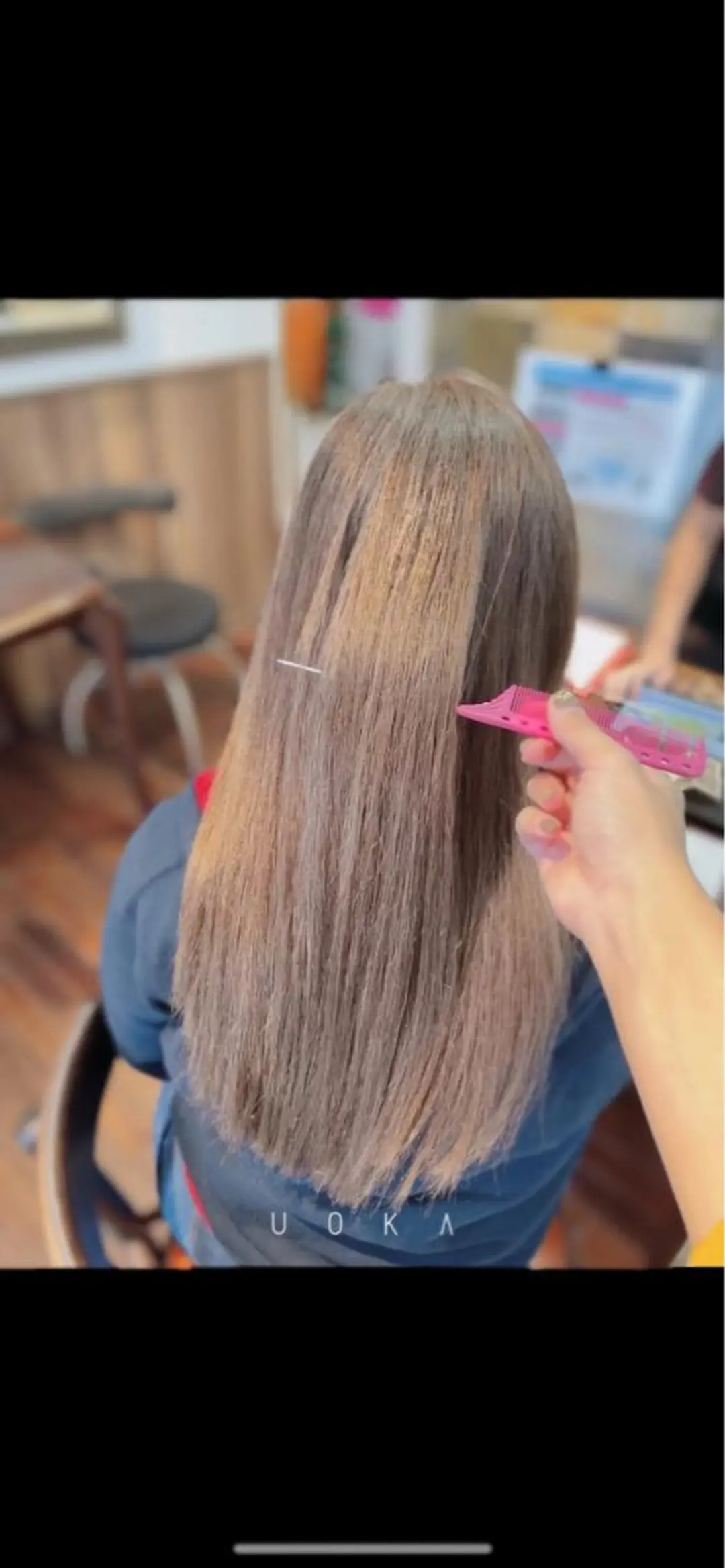 ロング カラー パーマ ブリーチ 縮毛矯正 福見 美保のヘアスタイル