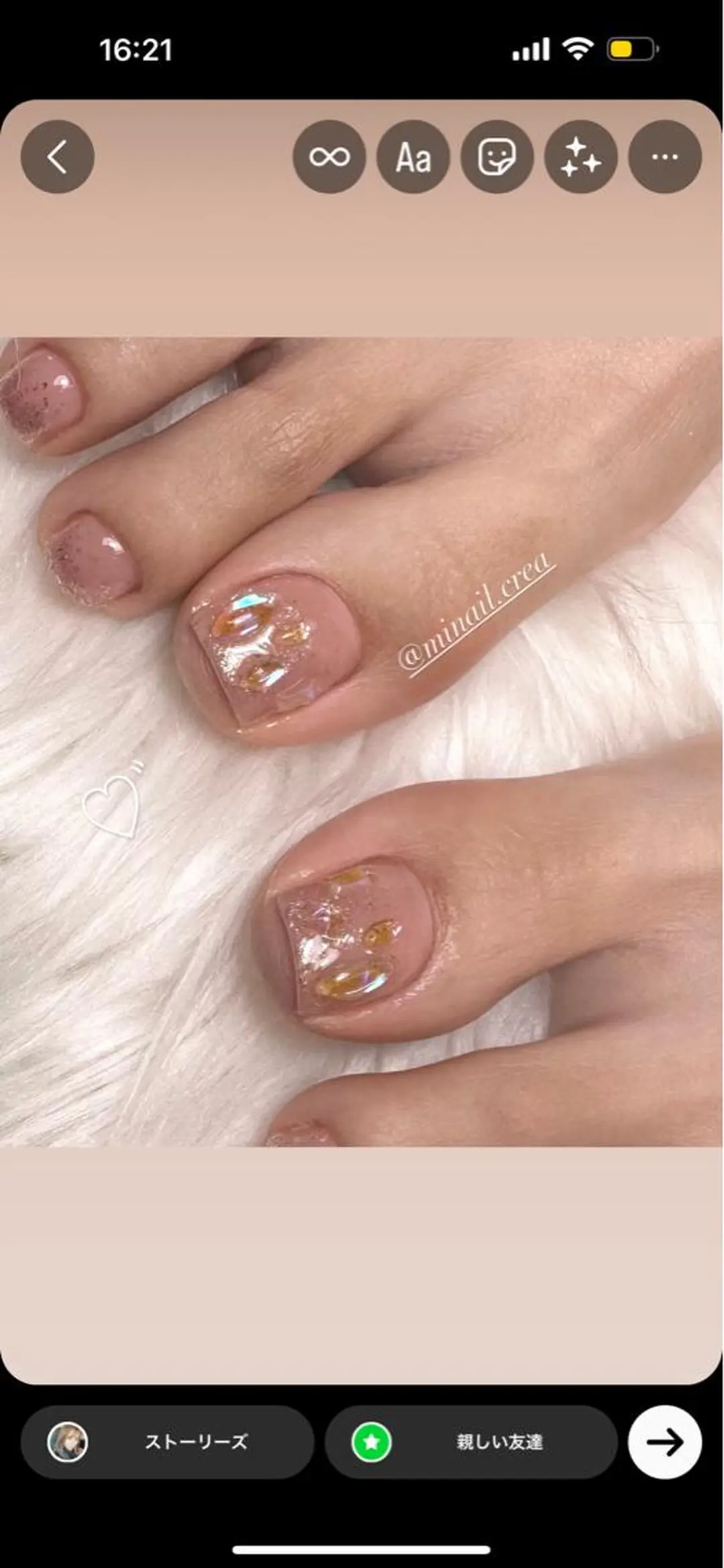 ネイル フットネイル キラキラネイル 韓国ネイル 春ネイル CRéA　-private nailsalon-所属・CReA nailのネイルデザイン