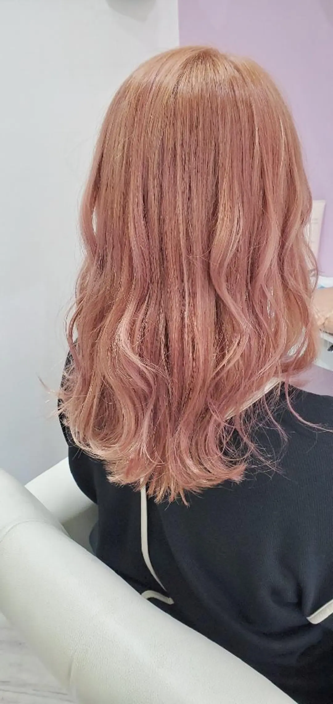 ミディアム カラー ヘアアレンジ オレンジ ピンクカラー ナカシマ  アユミのヘアスタイル