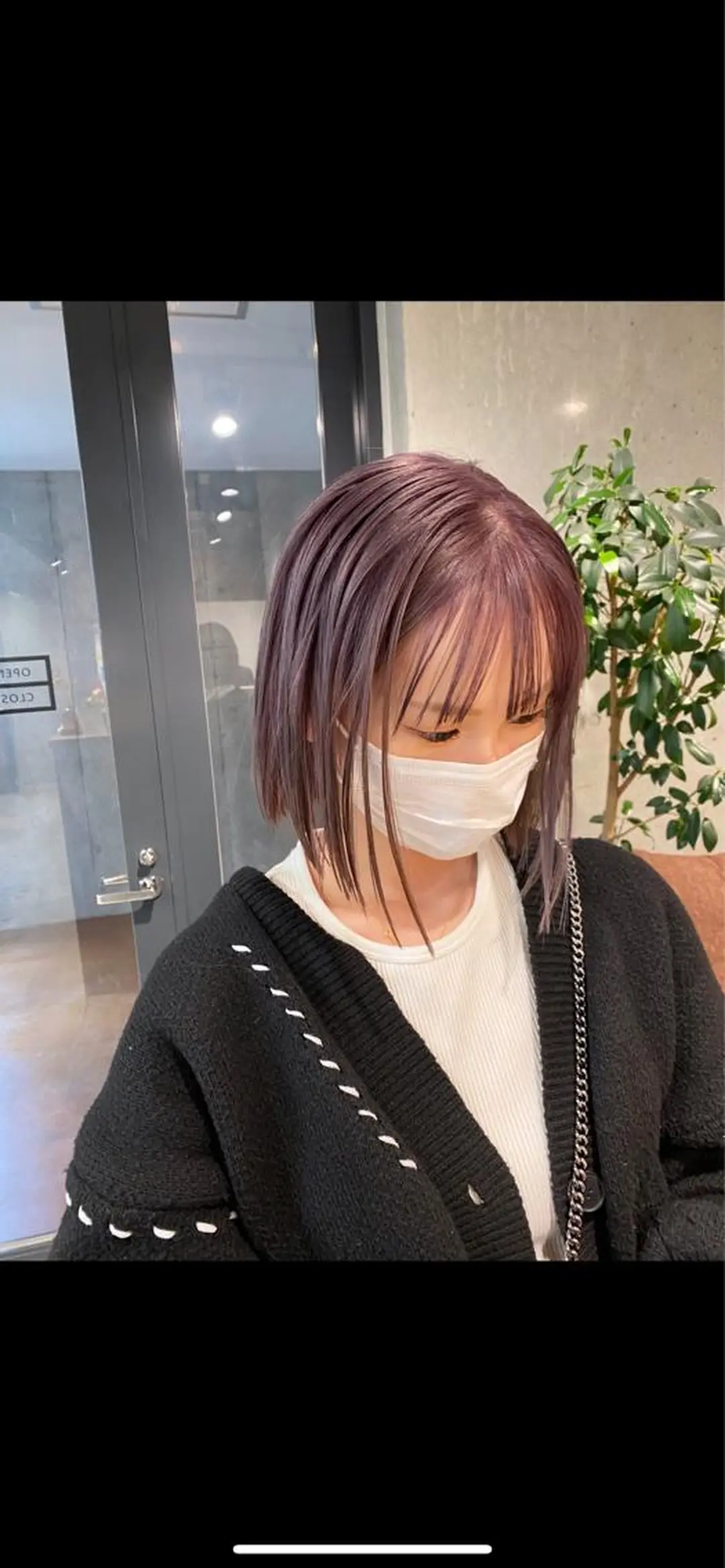 ミディアム 切りっぱなしボブ ボブ ヘアカラー まお♡レイヤーカット 耳ツボジュエリーのヘアスタイル