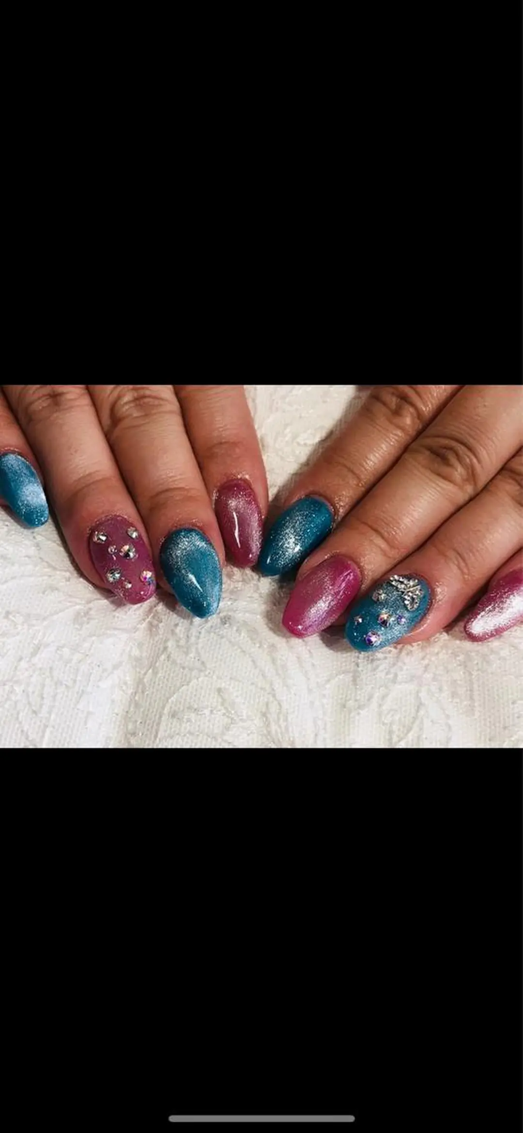 ネイル ブルー ジェルネイル キラキラネイル マグネットネイル ピンク A"nail ネイリストayanaのネイルデザイン