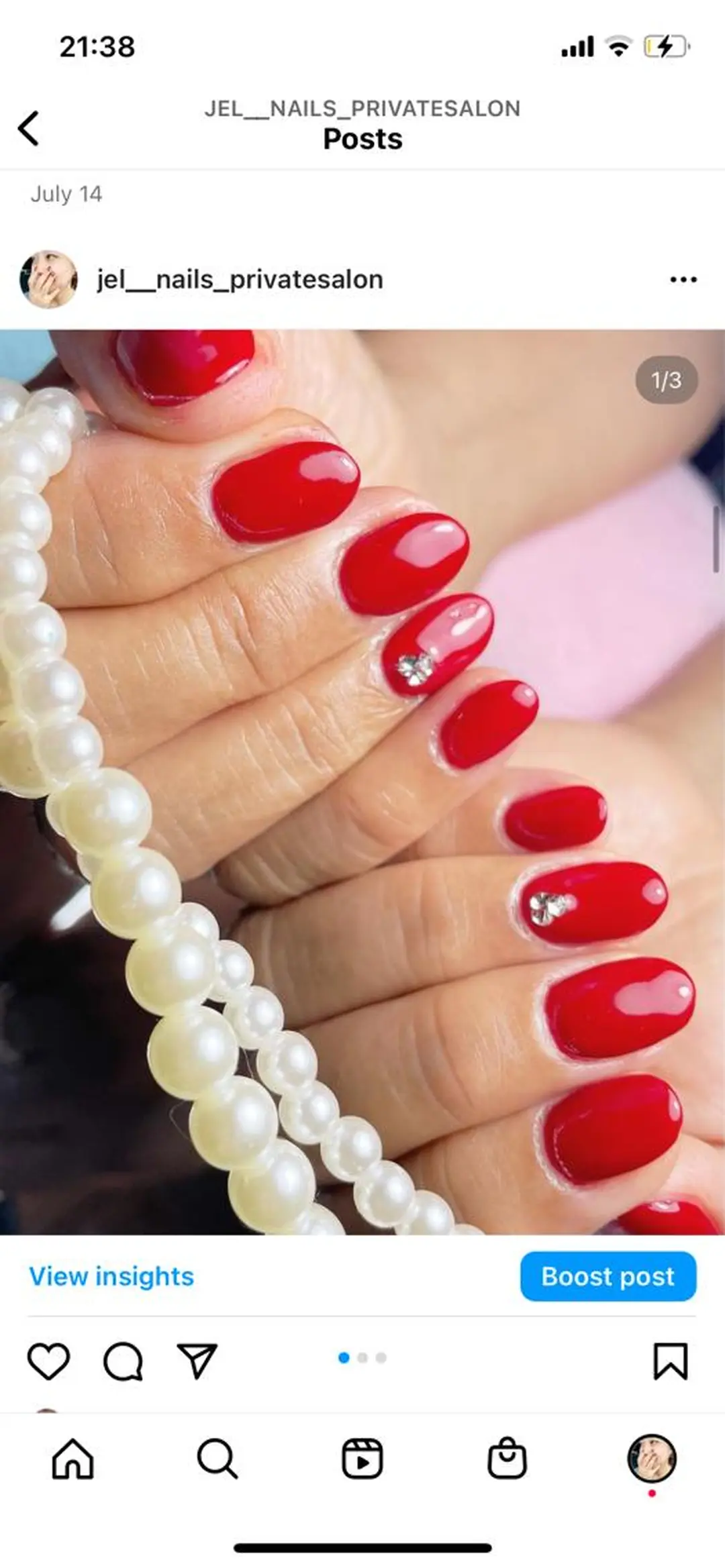 ネイル ワンカラーネイル 赤色 加瀬 アンジェリーのネイルデザイン