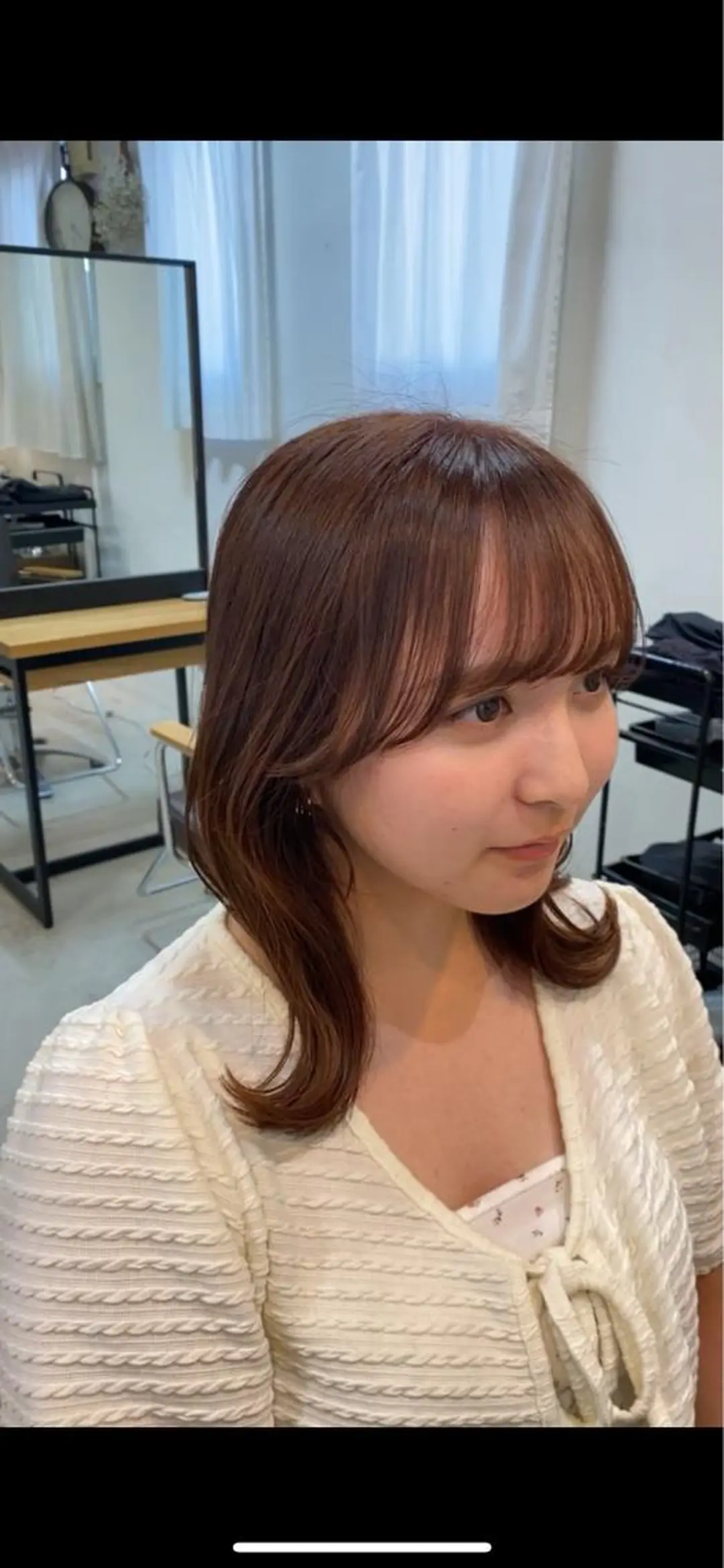 ミディアム カラー ブラウンカラー オレンジ オレンジブラウン 顔周りカット 韓国風ヘア ヘアカラー rink / ETOILE +のヘアスタイル