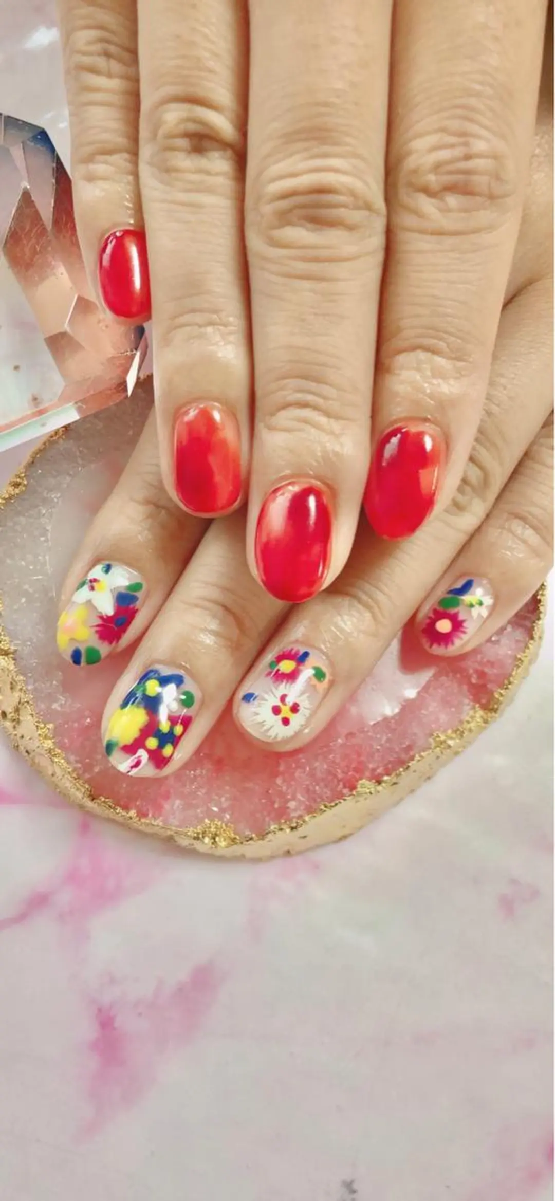 セミロング カラー キッズ ネイル マツエク・マツパ ハンドネイル ハンドケア 💎ビューティサロン 湘南 RIRAN💎のネイルデザイン