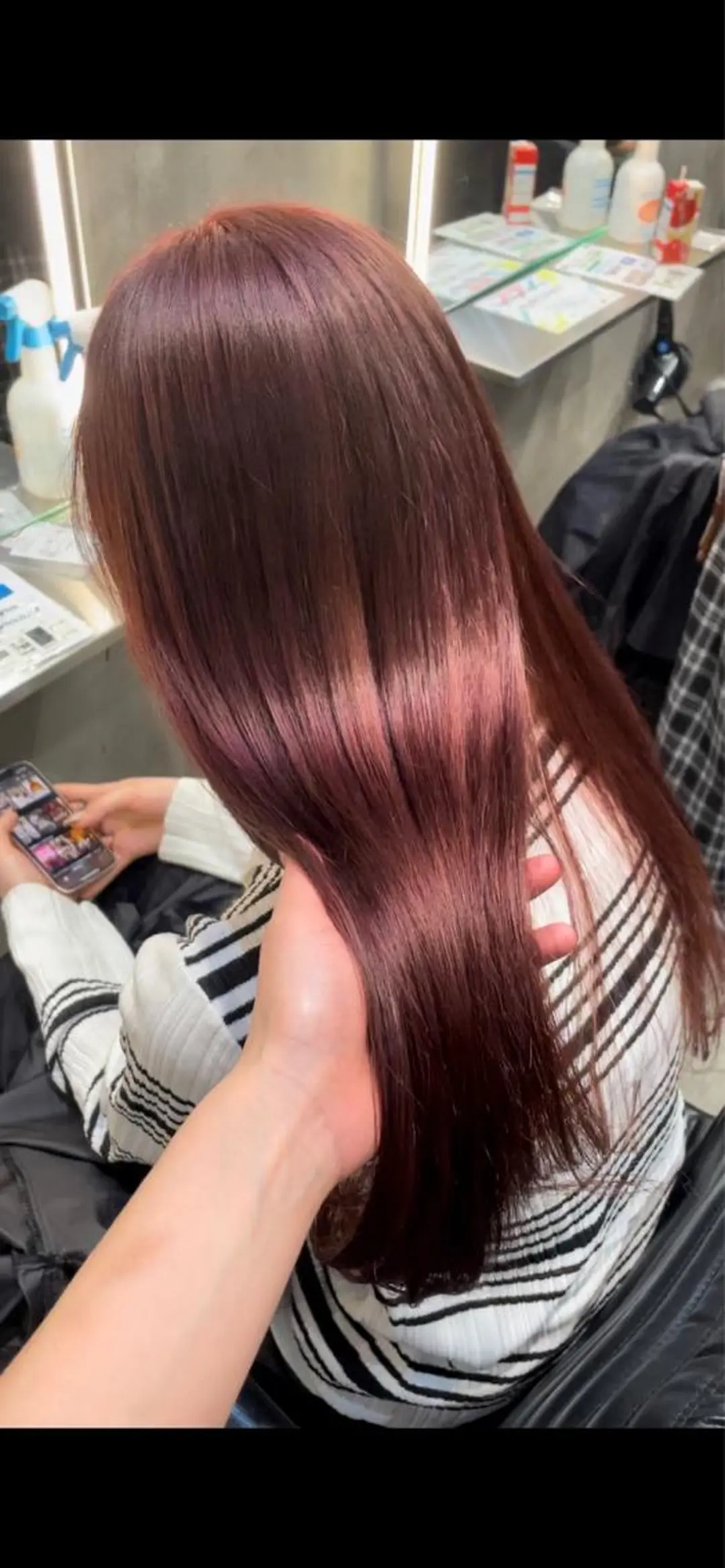 ロング カラー レッドカラー 韓国風ヘア カット ヘアカラー トリートメント 🦋透明感カラー /ケアブリーチ🦋のヘアスタイル