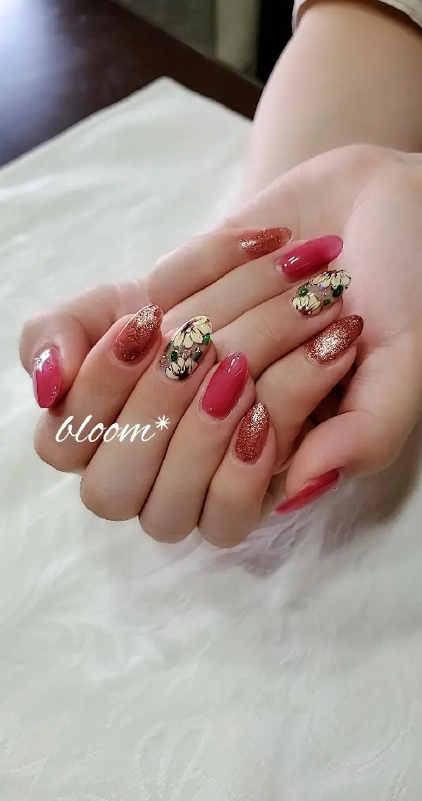 ネイル ピンク bloom *のネイルデザイン