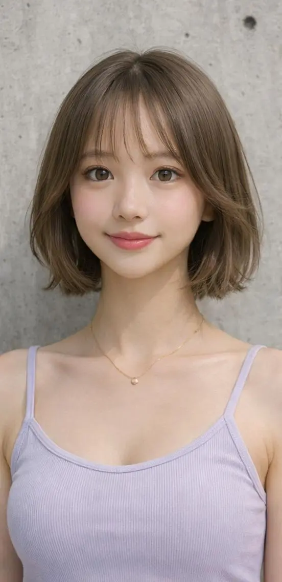 ミディアム パーマ ボブ 髪質改善ストレート *くわのヘアスタイル
