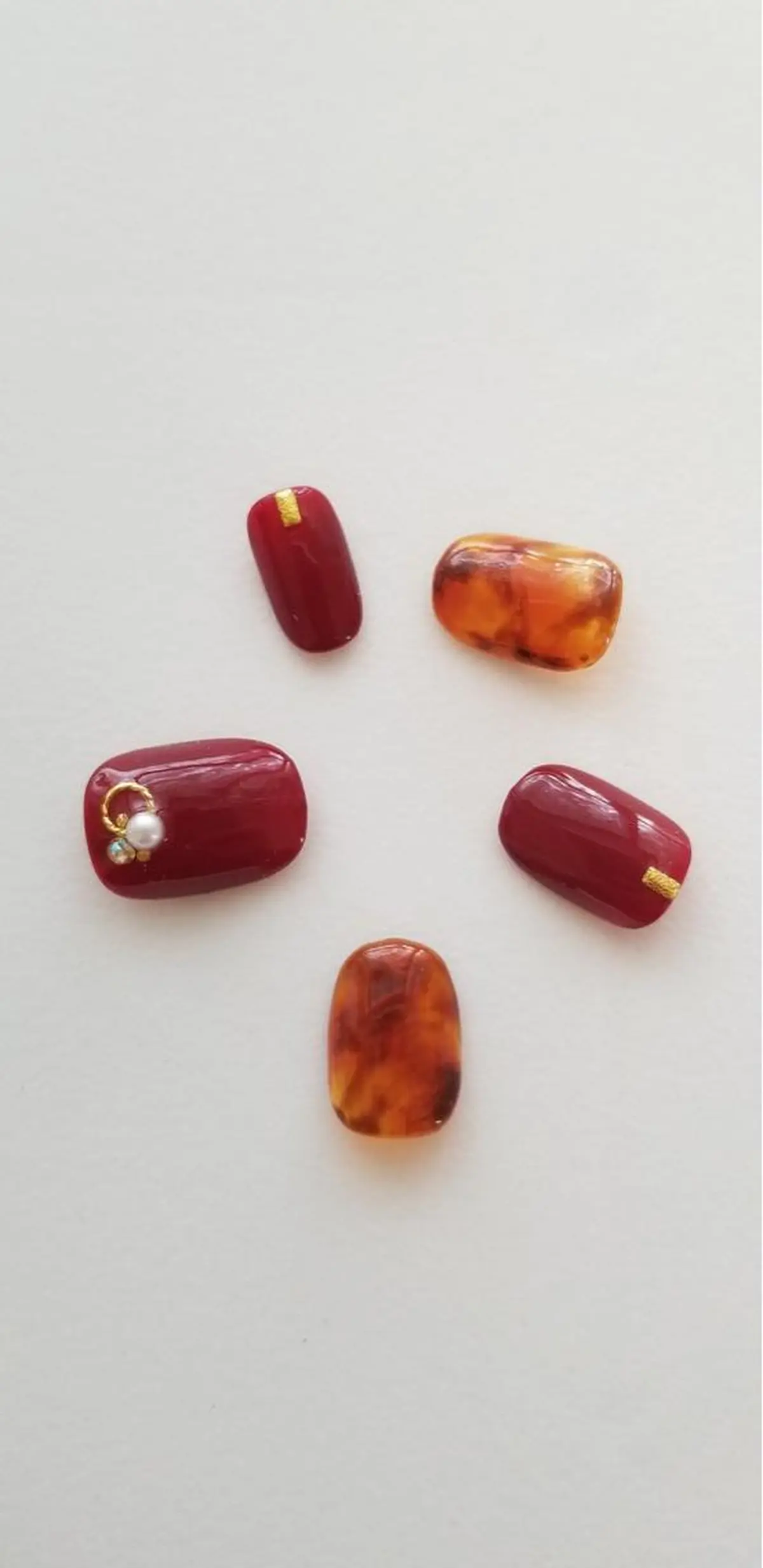 ネイル べっ甲ネイル ボルドー ハンドネイル nail salon ily 武蔵新城のネイルデザイン