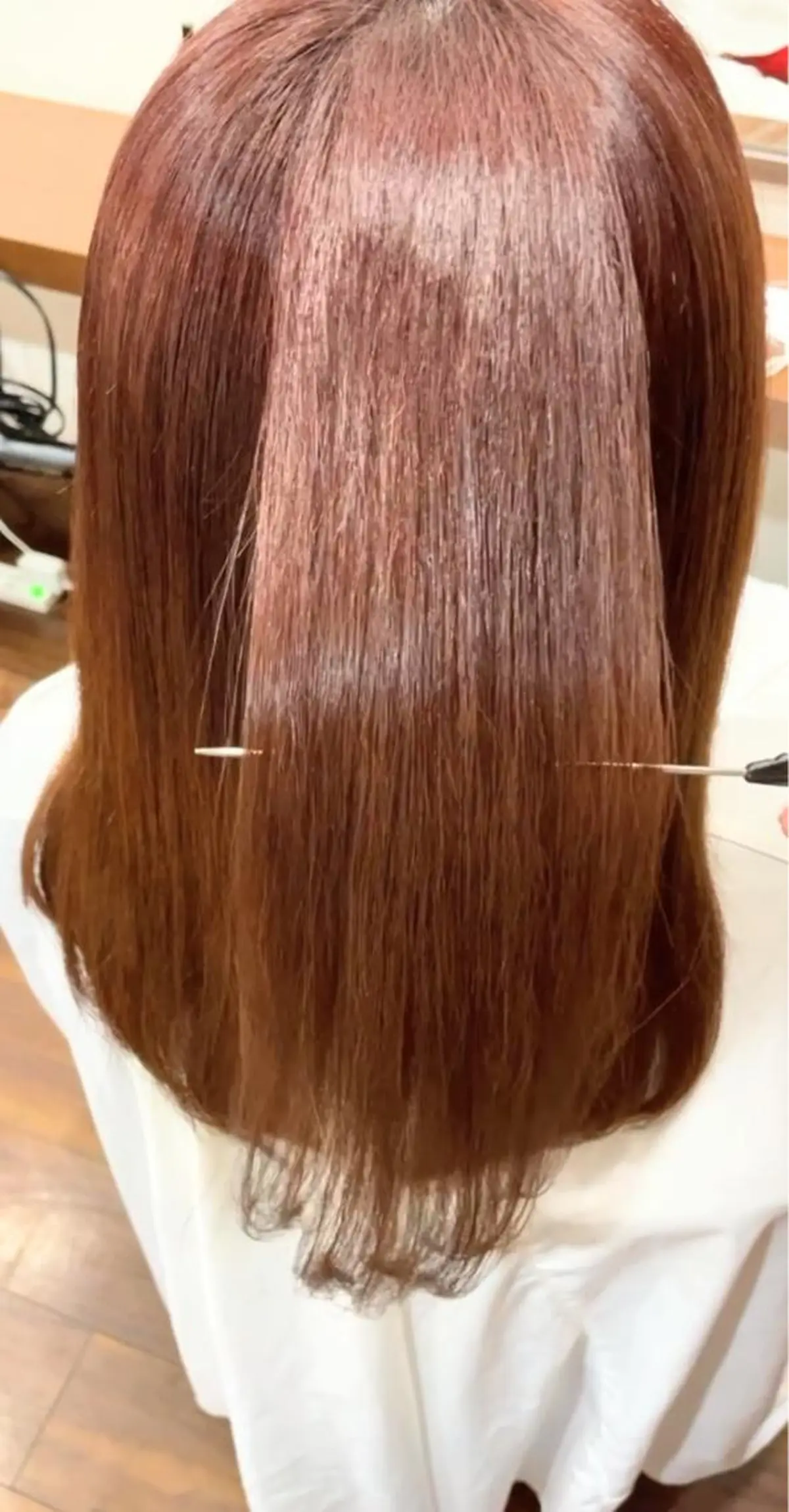 ロング カラー オレンジ ピンクカラー トリートメント 中村 海波のヘアスタイル