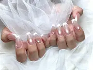 KUON流こだわり美爪バーチャルフレンチ【ソフトジェルオフ込み】