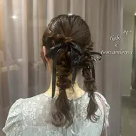 【ヘアアレンジ】𝜗𝜚.⋆ツイン編みおろし𝜗𝜚.⋆       早朝料金別途8時台+¥1500/9時台+¥1000