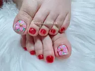 👣フットネイルマグネット🧲2色まで、3D花アート🌺 2本持ち込みデザインは出来るだけ頑張ります。オフ別料金です。