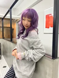 全頭ブリーチ+カラー&ワンレングスボブカット