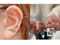 持ち込みデザインネイル(オフ有)+耳つぼジュエリー10粒選び放題 👂🏻"🎀💎