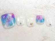 【オフ込】華やか上品アートフットネイル ¥9,000 ※スカルプ/ハード/チップオフ代+¥2,500