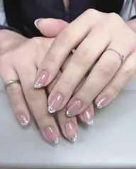 💓💓自爪✨ガラス フレンチ+パーツ2個✨