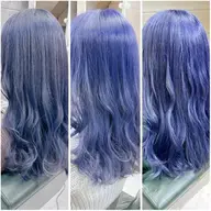 🫧💙ブルー系ハイトーン💙🫧ケアブリーチ2回+カラー+うる艶トリートメント〔ブリーチ2回込み〕