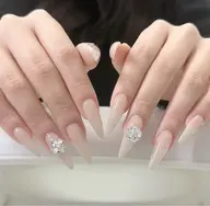 【ハンド 】オフあり長さだしワンカラーラメ +パーツ2個付き