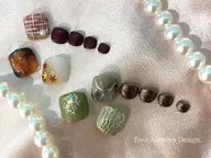 オフ込【Foot秋】親指6種類から選べる大人っぽデザイン🍁