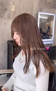 ⌇ダメージレス⭐️⌇💗☆透明感ブリーチなしダブルカラー☆➕ケアトリートメント