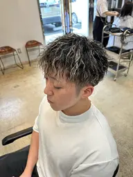メンズカット+ツイストスパイラルパーマ+メッシュ