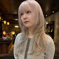 レイヤーカット+ケアブリーチ&カラー+補修TR レイヤー/ハッシュカット/顔まわり/ウルフ/ロングウルフ/