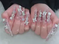 鬼ロングネイルアート+パーツ付け放題