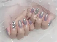 🎀HAND🎀ワンカラー/ラメグラ➕ストーン埋め尽くし/大きいパーツ2本