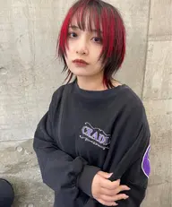 【今流行りのオススメ❤️🔥】レッドカラー+ウルフカット🐺❤️🔥落ちる赤/ワインレッド/ボルドーカラー/