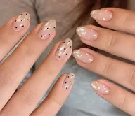【オフ無料】🩵ドットネイル🩵モテ可愛い🍒SNS大人気話題ワンカラー✖️トッドorハートホロ