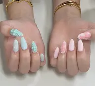 最近人気 【ハンド】オフあり💚長さだしワンカラ—+大きい立体クロムパーツ4個付け  通常価格¥11980