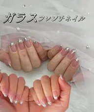 ガラスフレンチ |ミラーフレンチ パーツ付け放題🌟★フィルイン対応★オフ・ケア込み