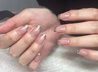 自爪🎀ラメフレンチ／ガラスフレンチ(ベース色込み）💖オフなし