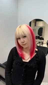 【ポイントデザインカラーの方限定👌】ダブルカラー（ブリーチ➕高級ケアカラー）treatment付き