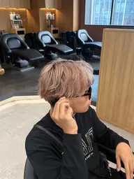 メンズカット＋ブリーチダブルカラー＋髪質改善｜ハイトーン×艶髪✨