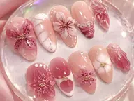 【Bling TrendUp】 チップ長さだし10本3Dデザイン🎶　最新トレンドデザイン💕人気No1