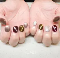 【ハンド】個性派マグネット&ミラー＆フラッシュネイル（オフ有orオフ無）：¥6400→¥5900