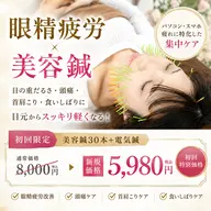 【眼精疲労特化】美容鍼×電気鍼 目の疲れ 60分 ¥5,980