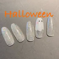 ハロウィン🎃キラキラおばけネイル👻オフ込🌼