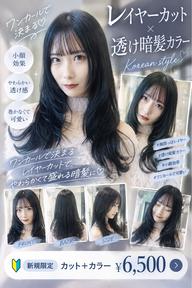 👑人気No.1 韓国レイヤーカット+透明感カラー