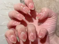 【hand】チークネイル＋パーツ2本💕 オフ無料／ケア込み／フィルイン対応／美フォルム