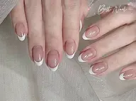 ケアカラー ジェルアート上品フレンチ★指先を美しく魅せるネイル