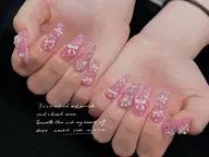 💖【チップ長さ出し10本】ワンカラー、ラメグラ🫧🎀パーツ付け放題