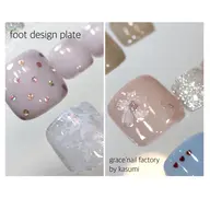 6月限定◇オフ無料〈フット〉きれいめ定額◇大人designプレート🩰💕(自爪育成ケア込み)