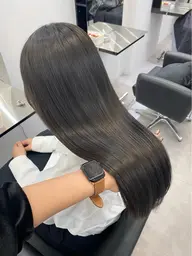 【✨髪質改善フルコースmenu】酸性縮毛矯正+ケアcolor+cut+Aujua4stepTR(補足説明をお読み下さい)
