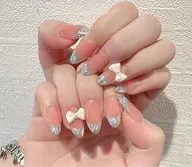 🎀SNS人気No1 ガラスフレンチ/ミナ-フレンチ+2個パーツ（10日以内直し無料）