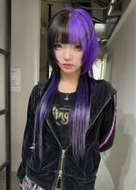 ダブルカラーエクステ40本＋ウルフ・ハッシュカット