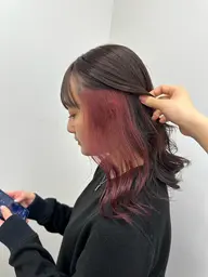 部分デザインカラー(ベース込み)+カット+超音波トリートメント
