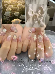 ハンドジェル+シンプルデザイン+パーツつけ放題(ジェルオフ1000円チップ長さ+パーツオフ1500円)