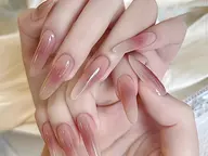 ピンクほっぺ風チークネイル☆オフィスネイル*可愛い指先へ